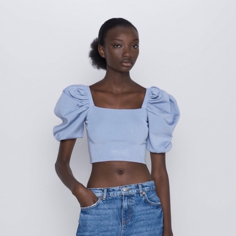 NWOT Zara puff sleeve knit top